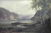 Paul Paeschke Mountain lake fishing. painting